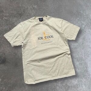 Vintage Joe Cool Snoopy T-Shirt Mens Size S Graphic Tee Beige 90s Cartoon